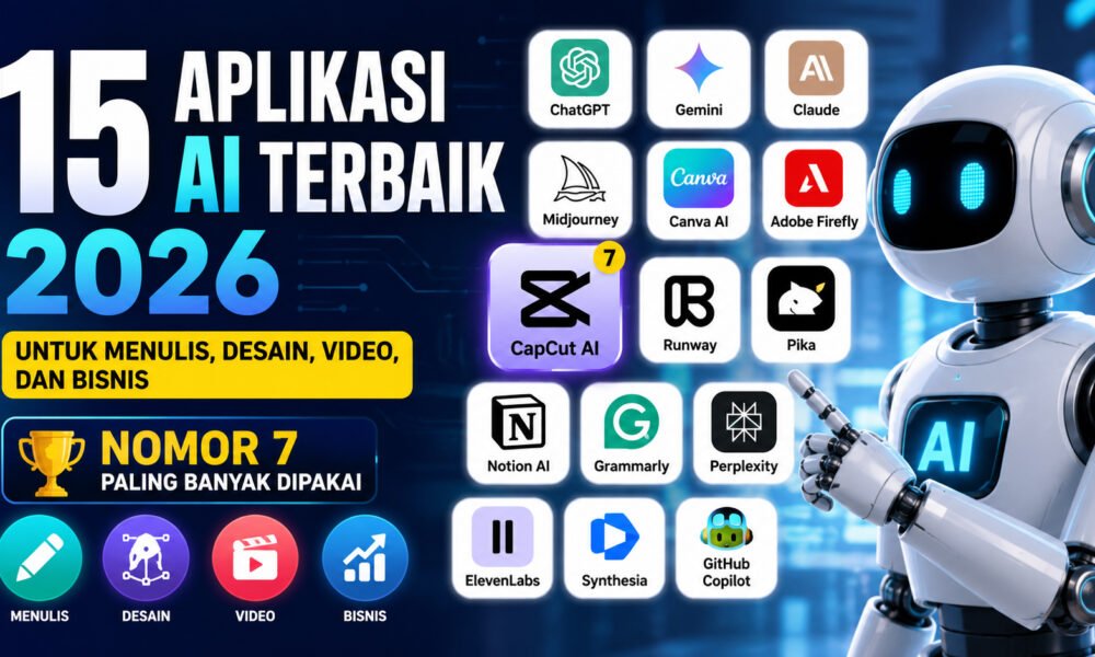 15 Aplikasi AI Terbaik 2026 untuk Menulis, Desain, Video, dan Bisnis, Nomor 7 Paling Banyak Dipakai