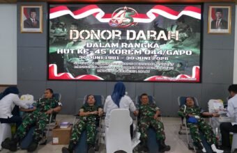Setetes Darah untuk Sesama, Korem 044/Gapo Rayakan HUT ke-45 dengan Aksi Kemanusiaan