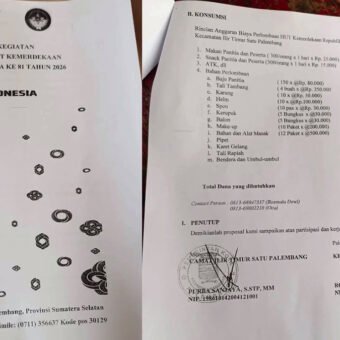 Kecamatan IT I Palembang Jadi Sorotan Publik, Proposal HUT RI Anggaran Tembus Rp76,2 Juta, Dokumen Resmi Ditandatangani Camat